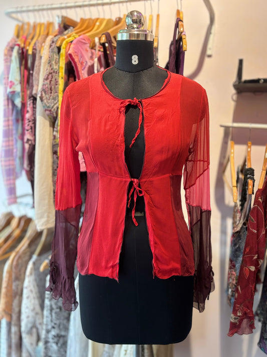 Red hue front ties top