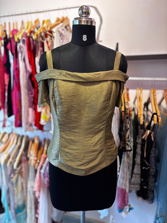 Gold green sculpted corset