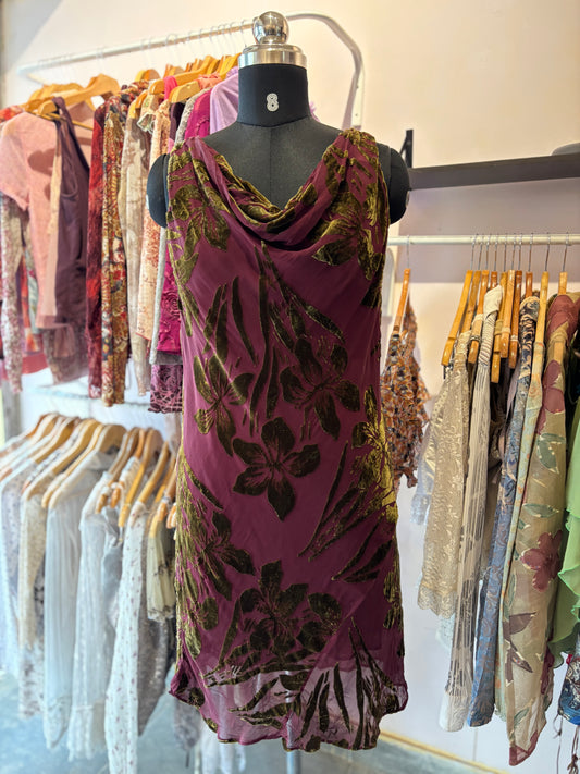 Wine embossed cowl neck