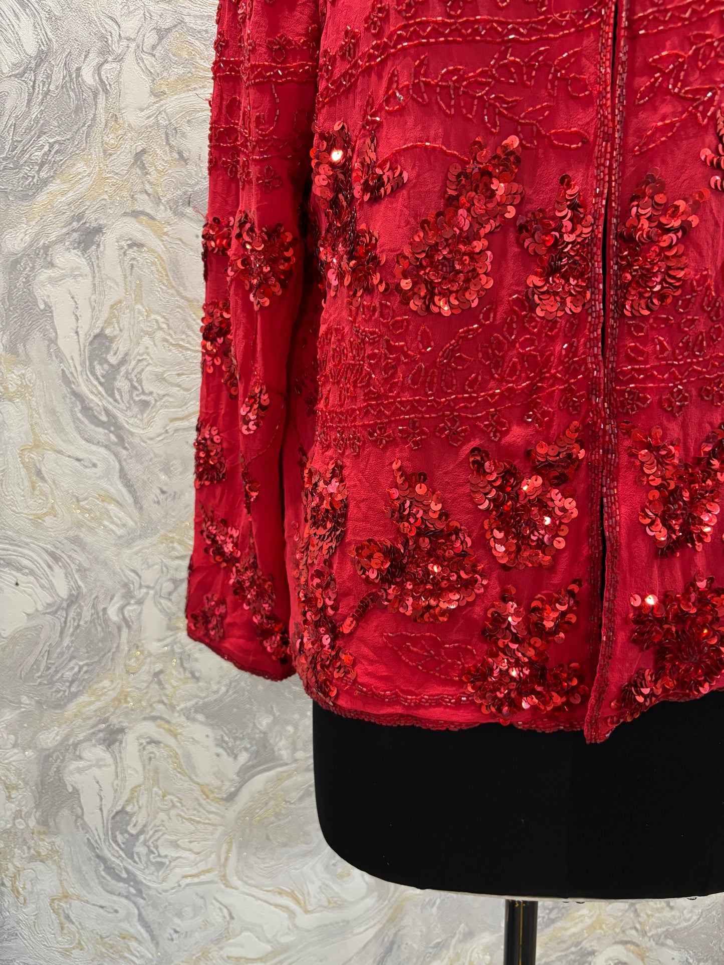 Red vintage sequins shacket