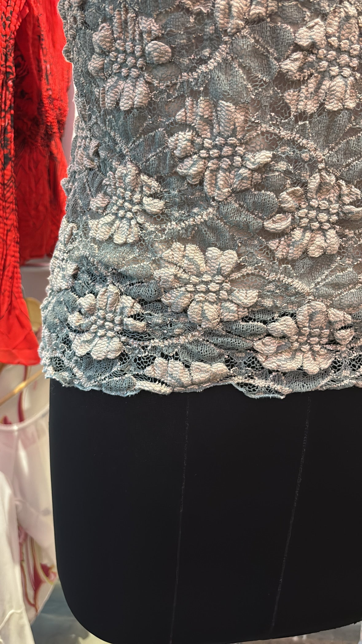 Vintage lace top with bead and sequins details.