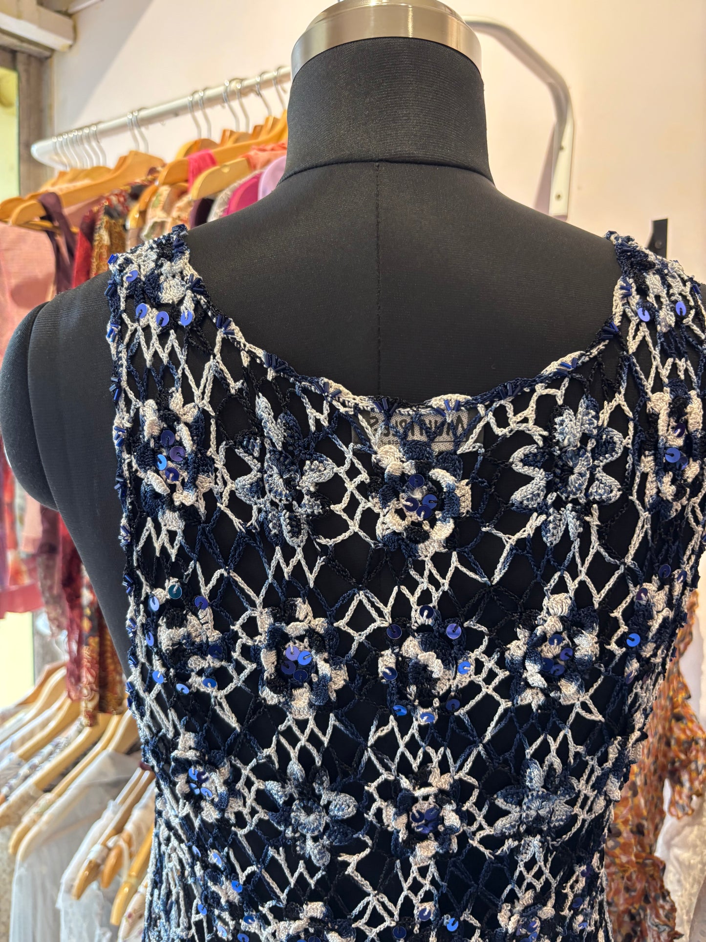 Crochet sequins beaded dress