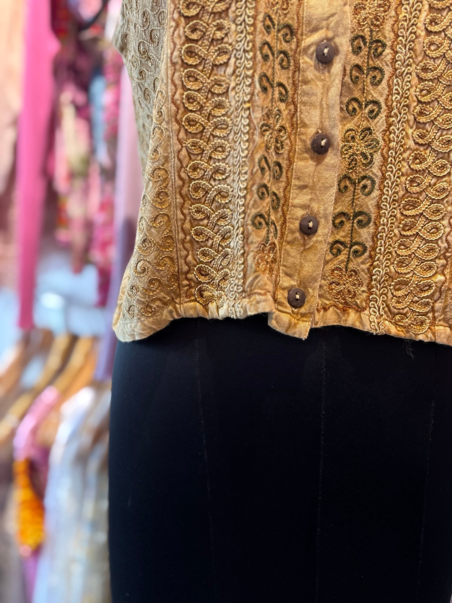 Brown embroidered top