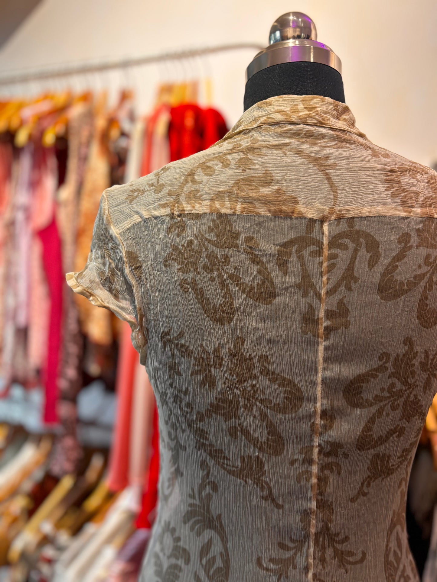 Massimo Dutti silk blouse with pearl buttons