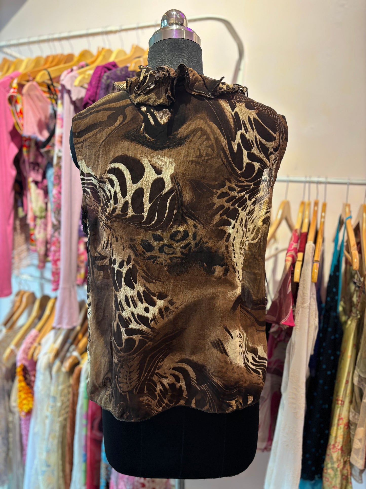 Cat ruffle neck shirt