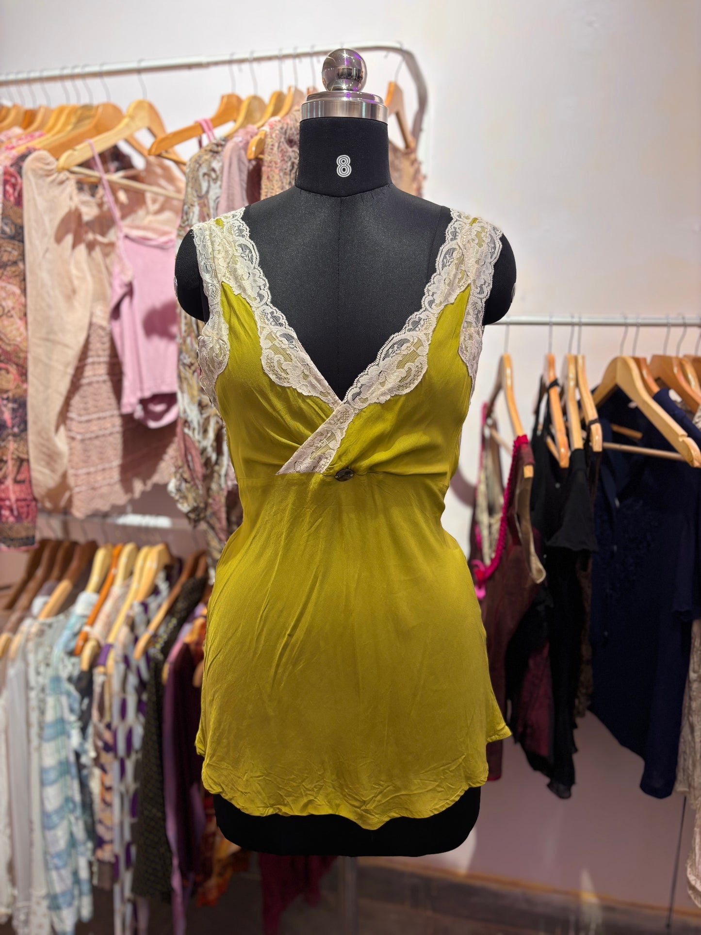 Lime lacy neckline top