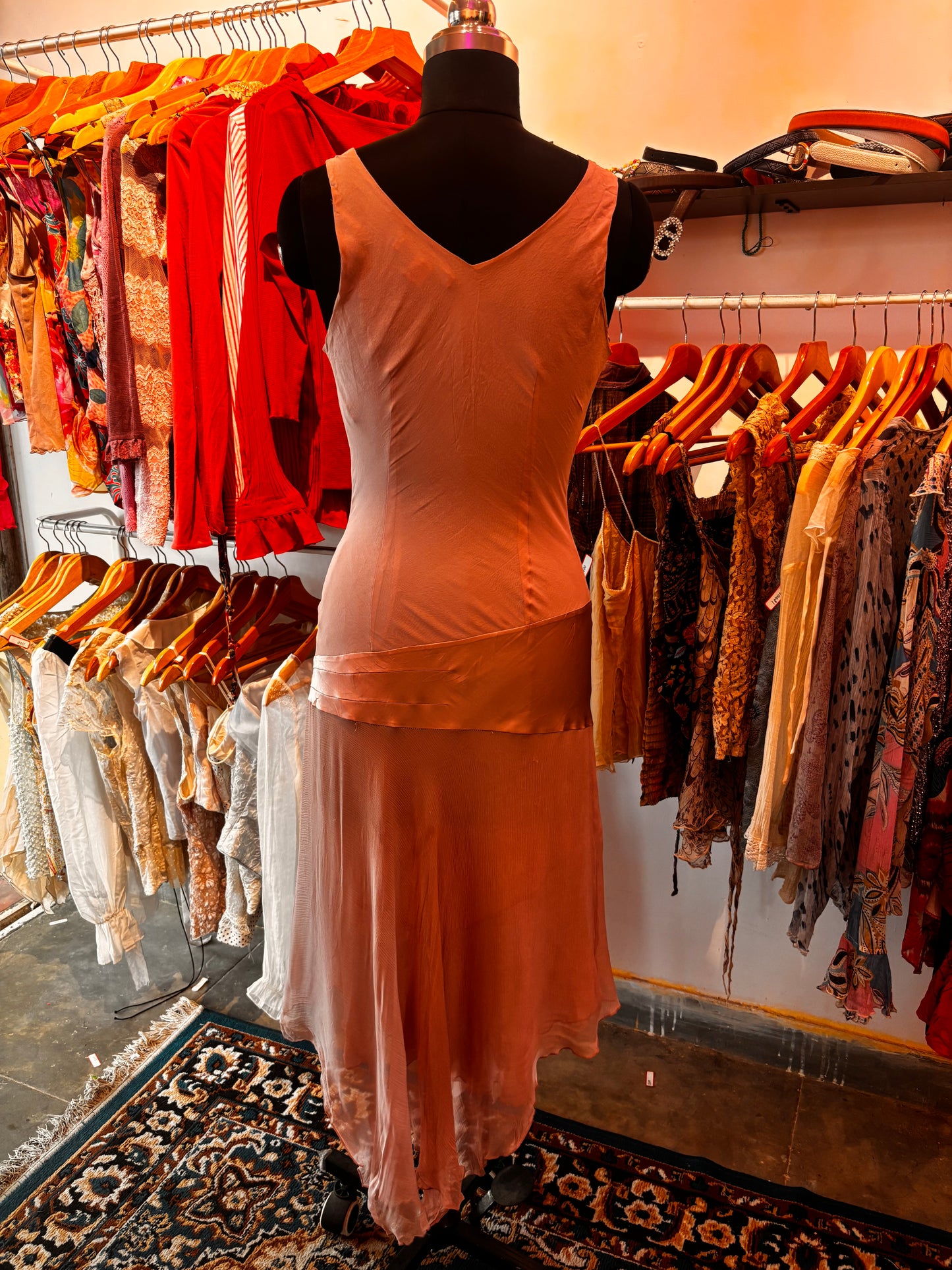 Salmon vintage silk dress