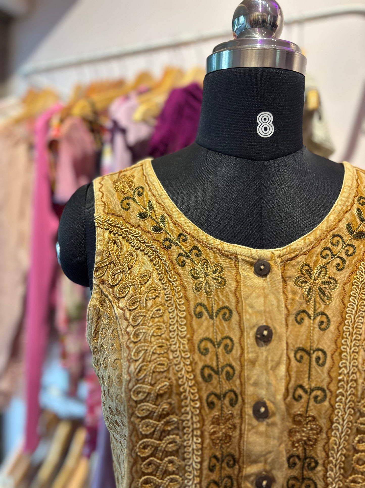 Brown embroidered top