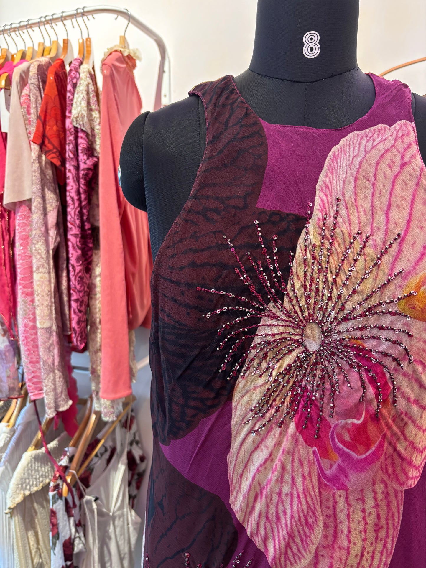 Floral bead work dress