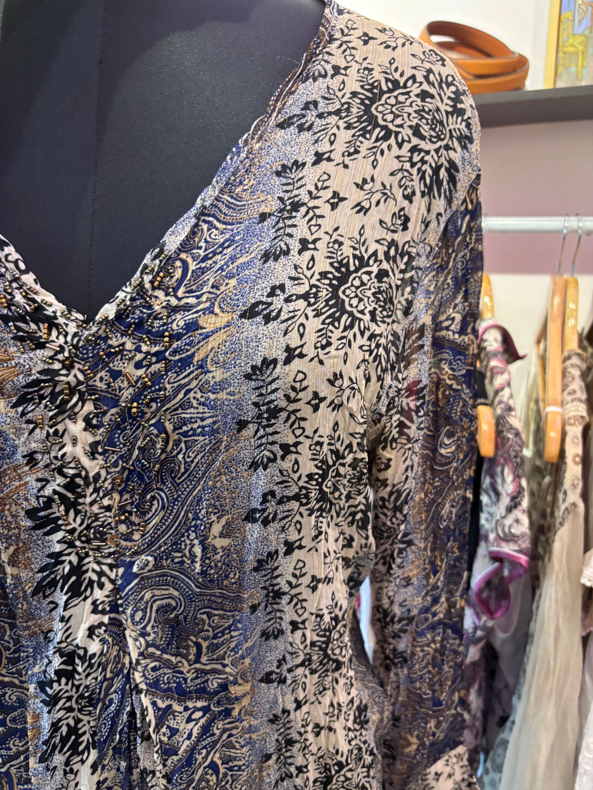 Vintage Paisley & Floral V-Neck Tunic