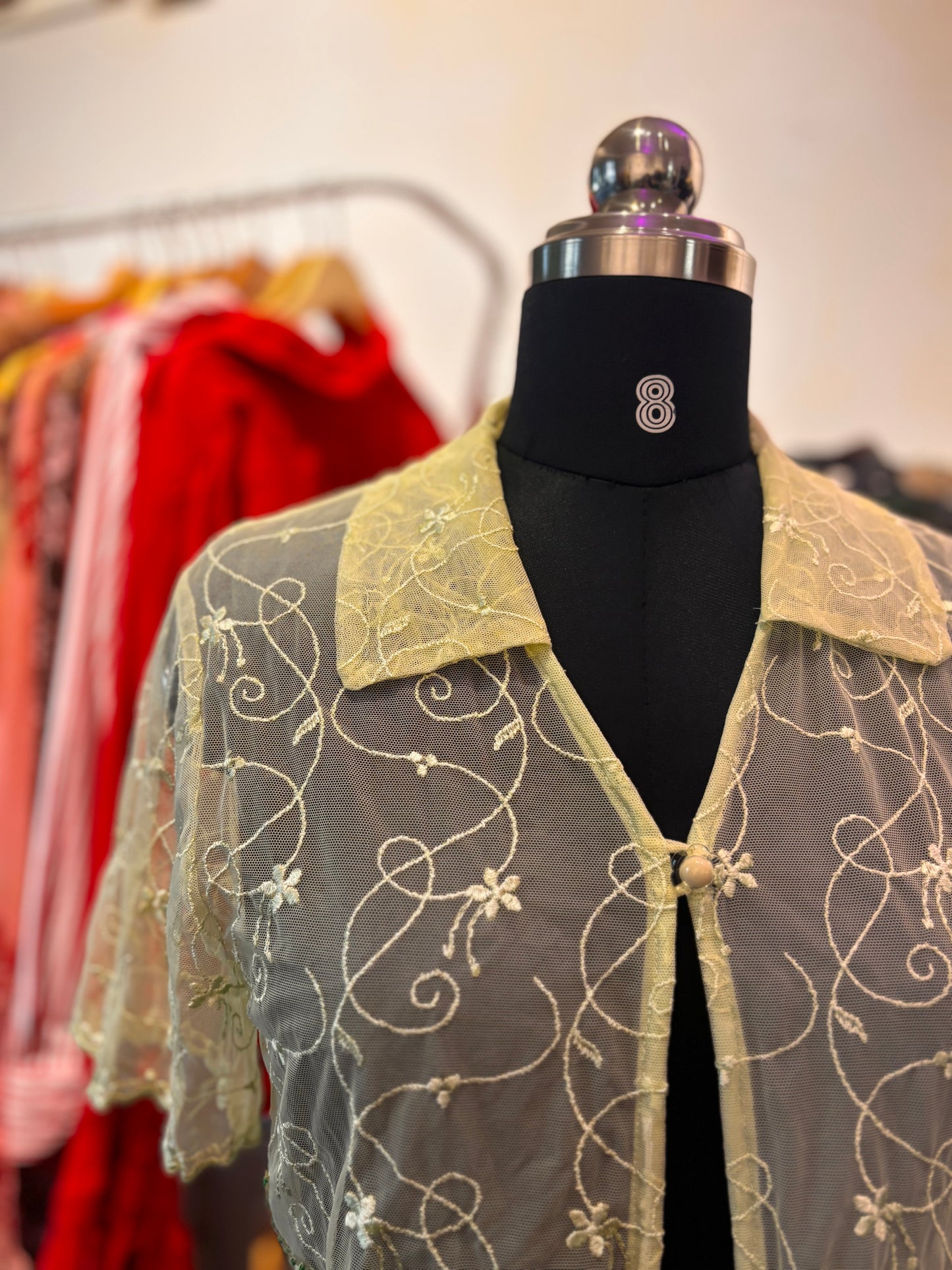 Butter yellow embroidered overwear