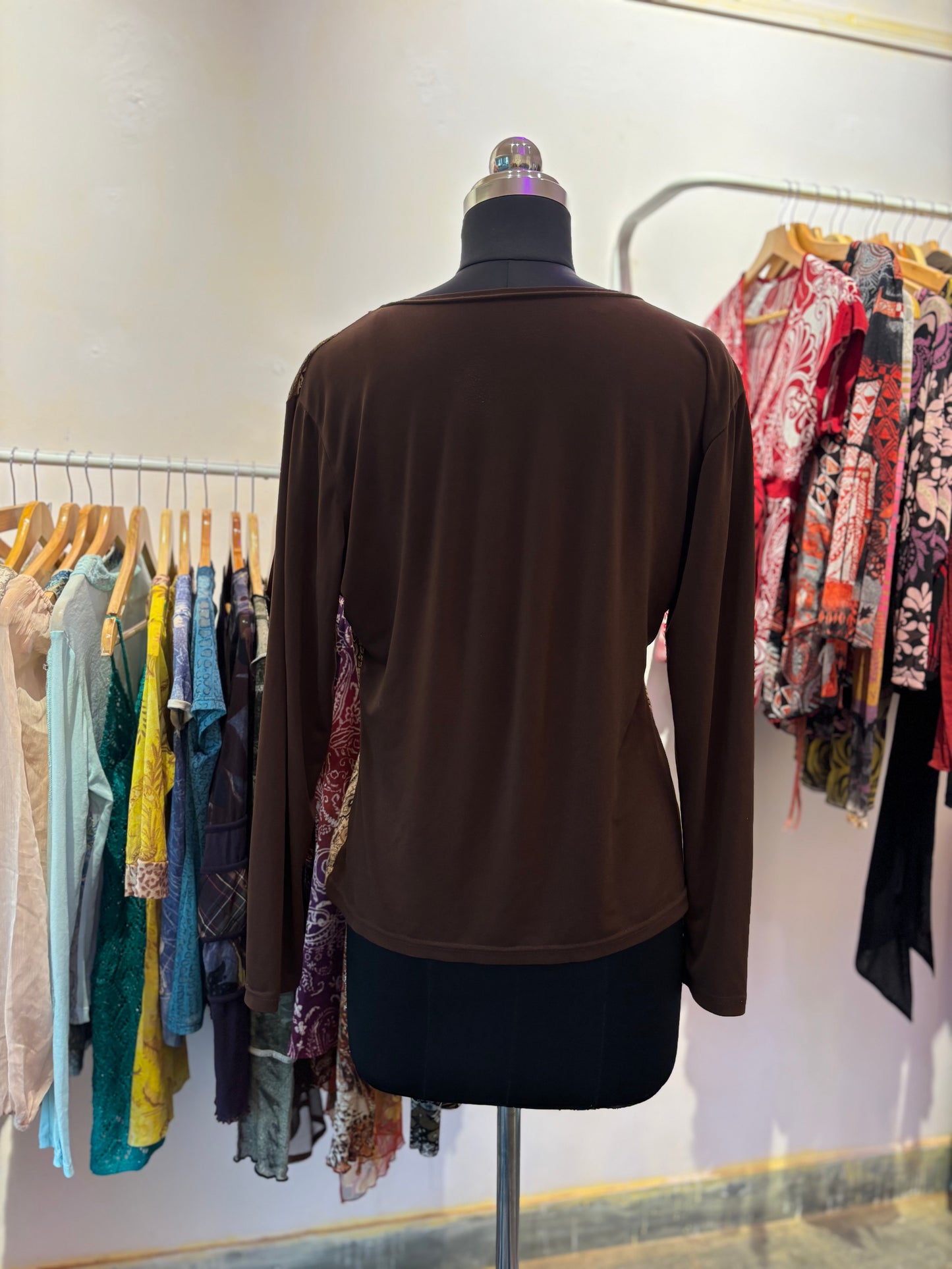 Paisley brown with lacy neckline top