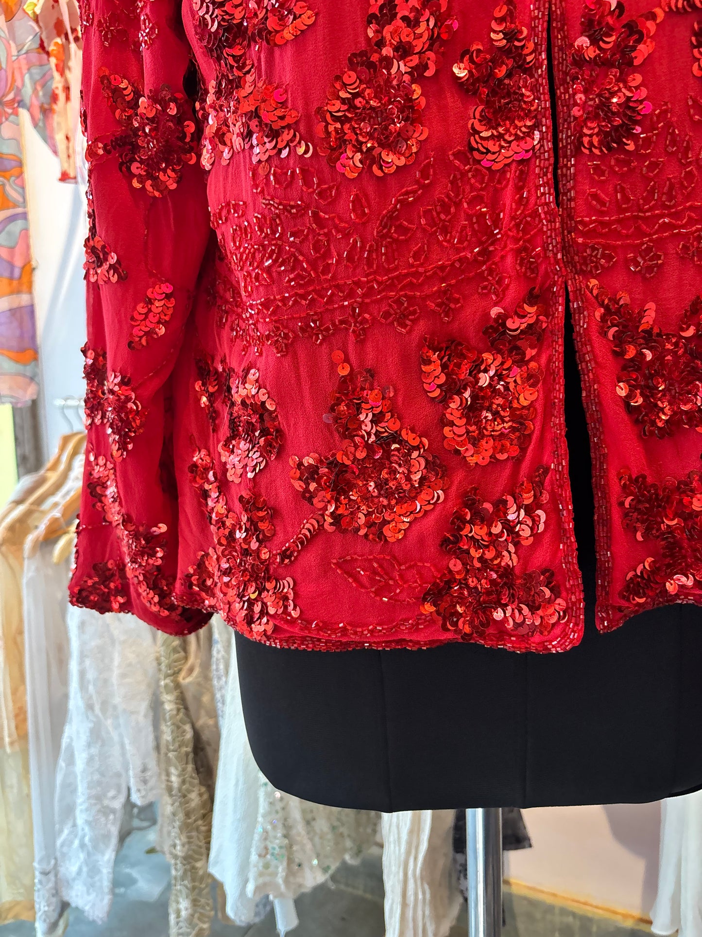 Red vintage sequins jacket
