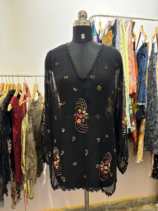 Hand embroidered kurta with bead detials