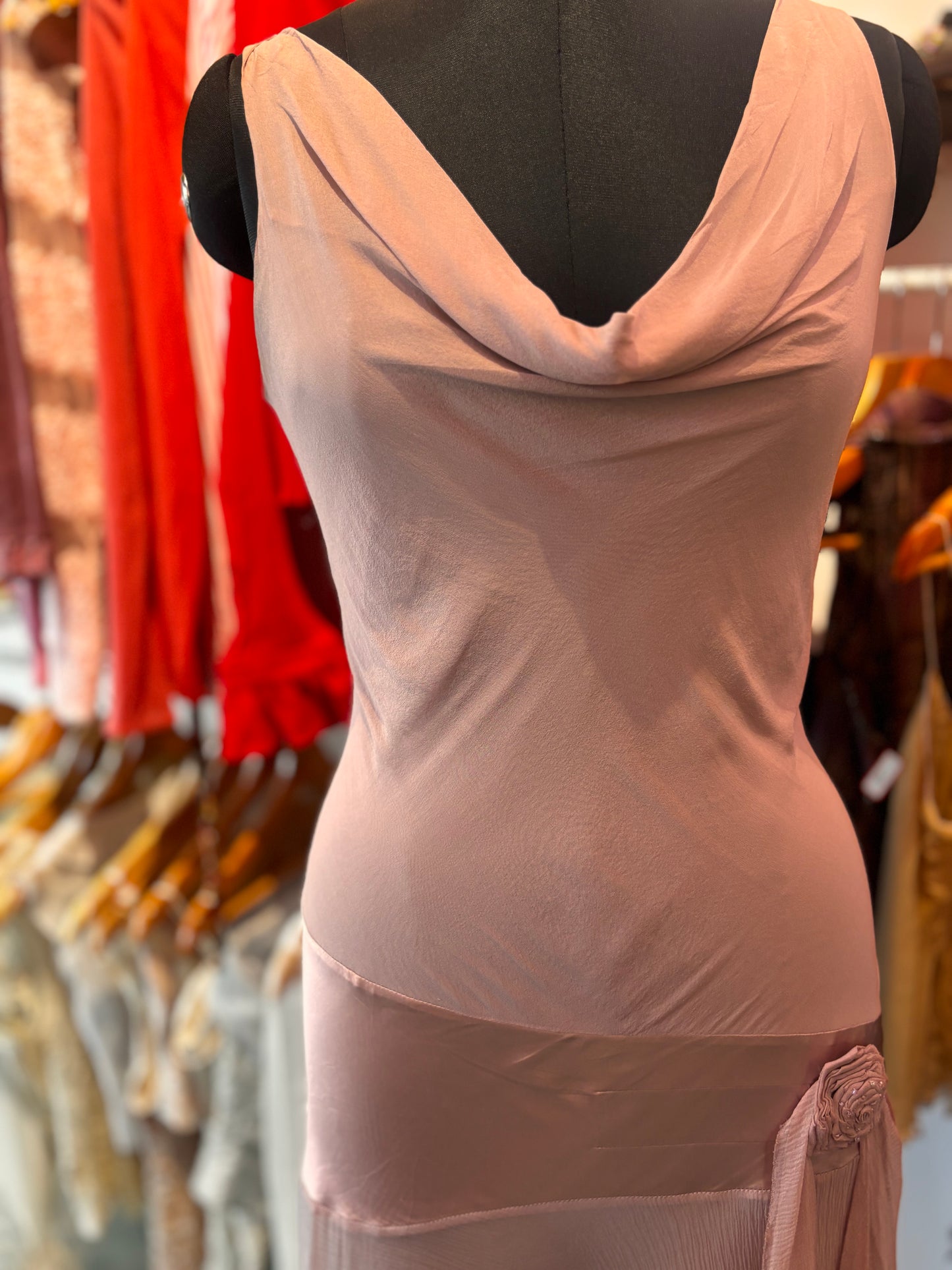 Salmon vintage silk dress
