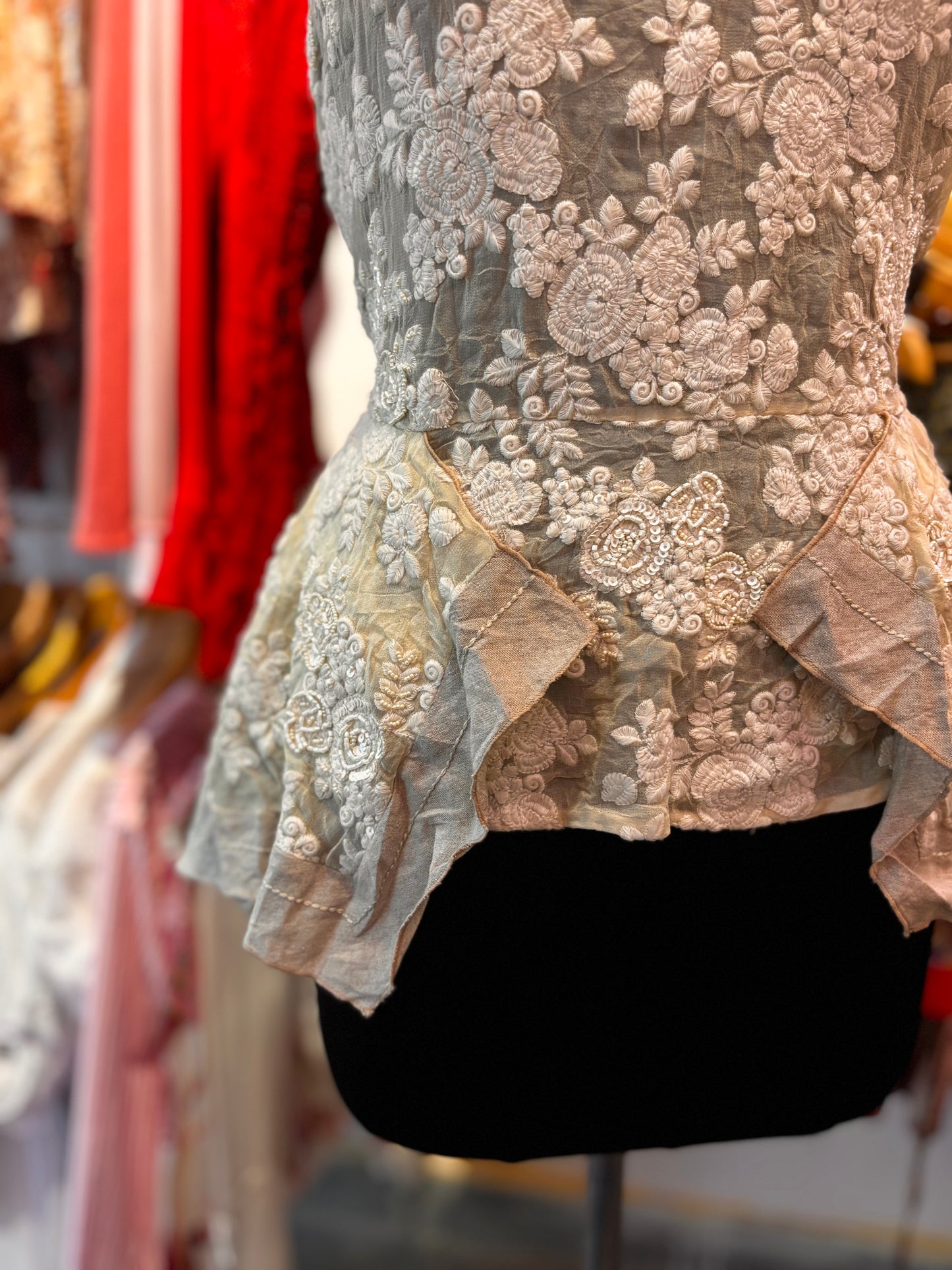 embroidered Victorian top by Isabelle Wen with tags