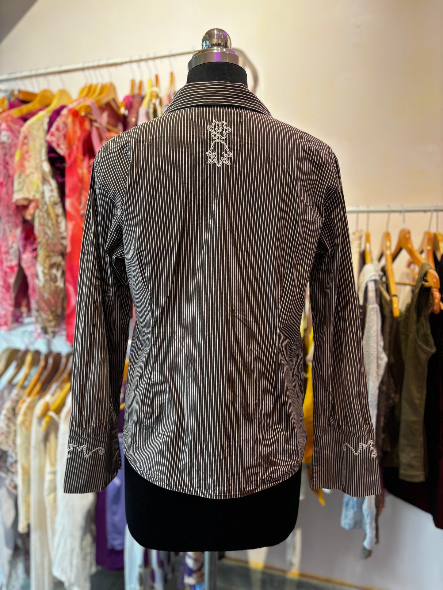 Vintage stripe shirt with embroidery