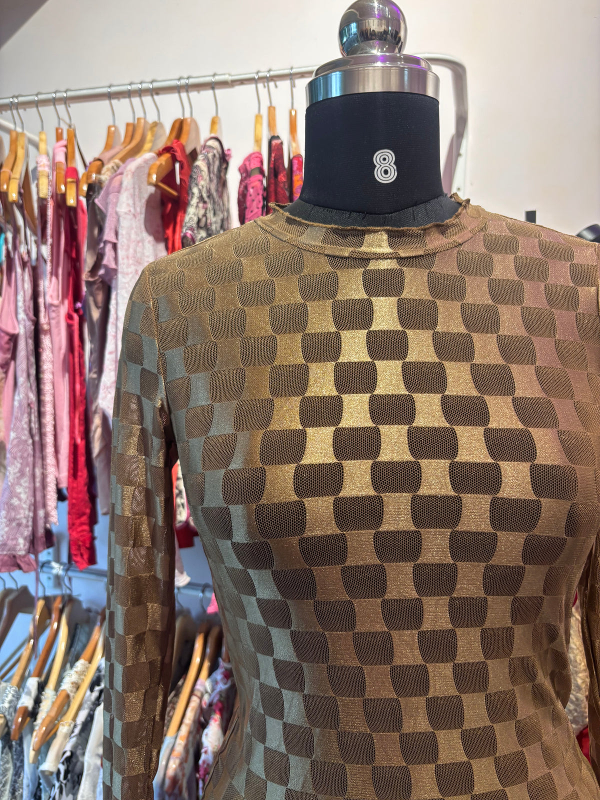 Gold brown checkered top