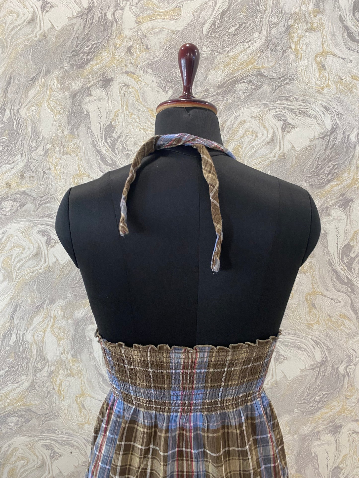 Checkered halter neck