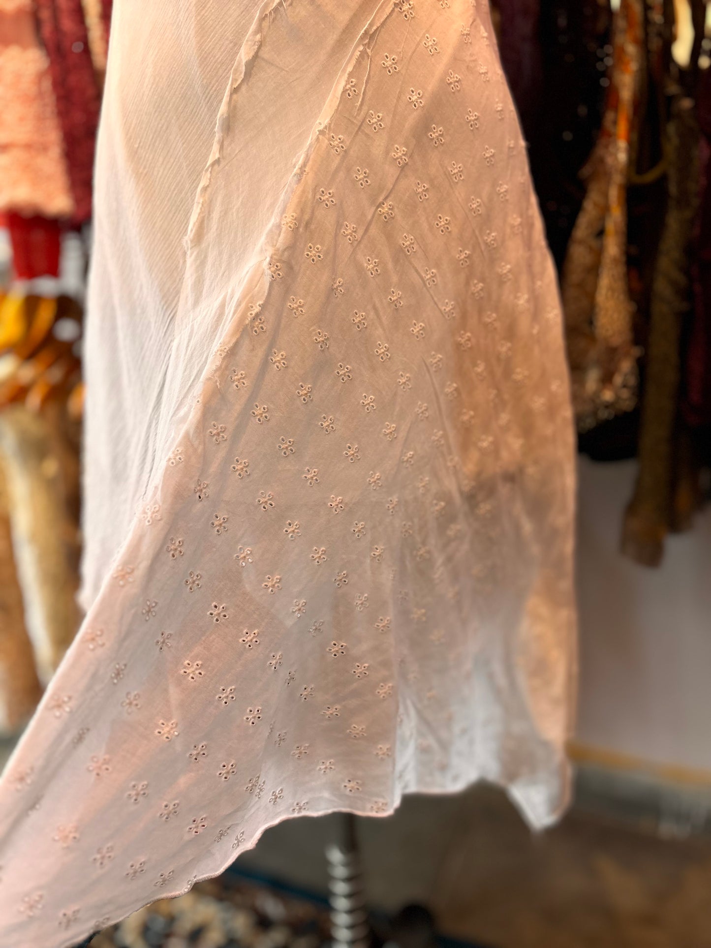White asymmetrical dress with embroidery