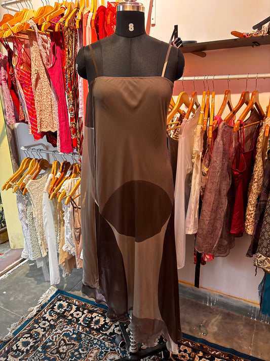 Shades of brown 100 percent silk dress