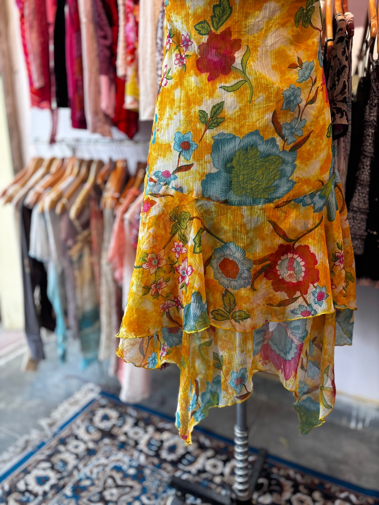 Floral halter neck sequins bead dress