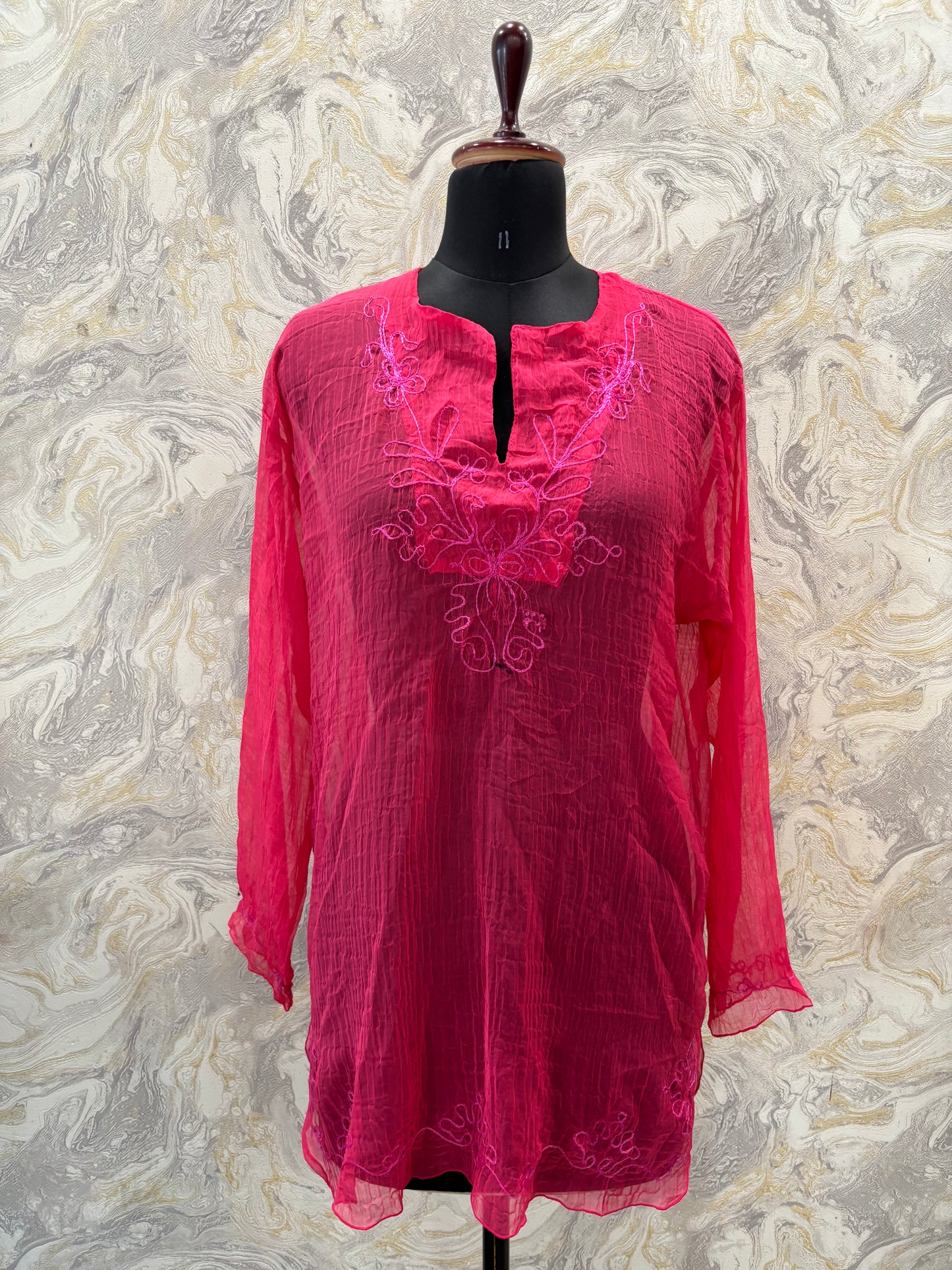 Pink embroidered kurti