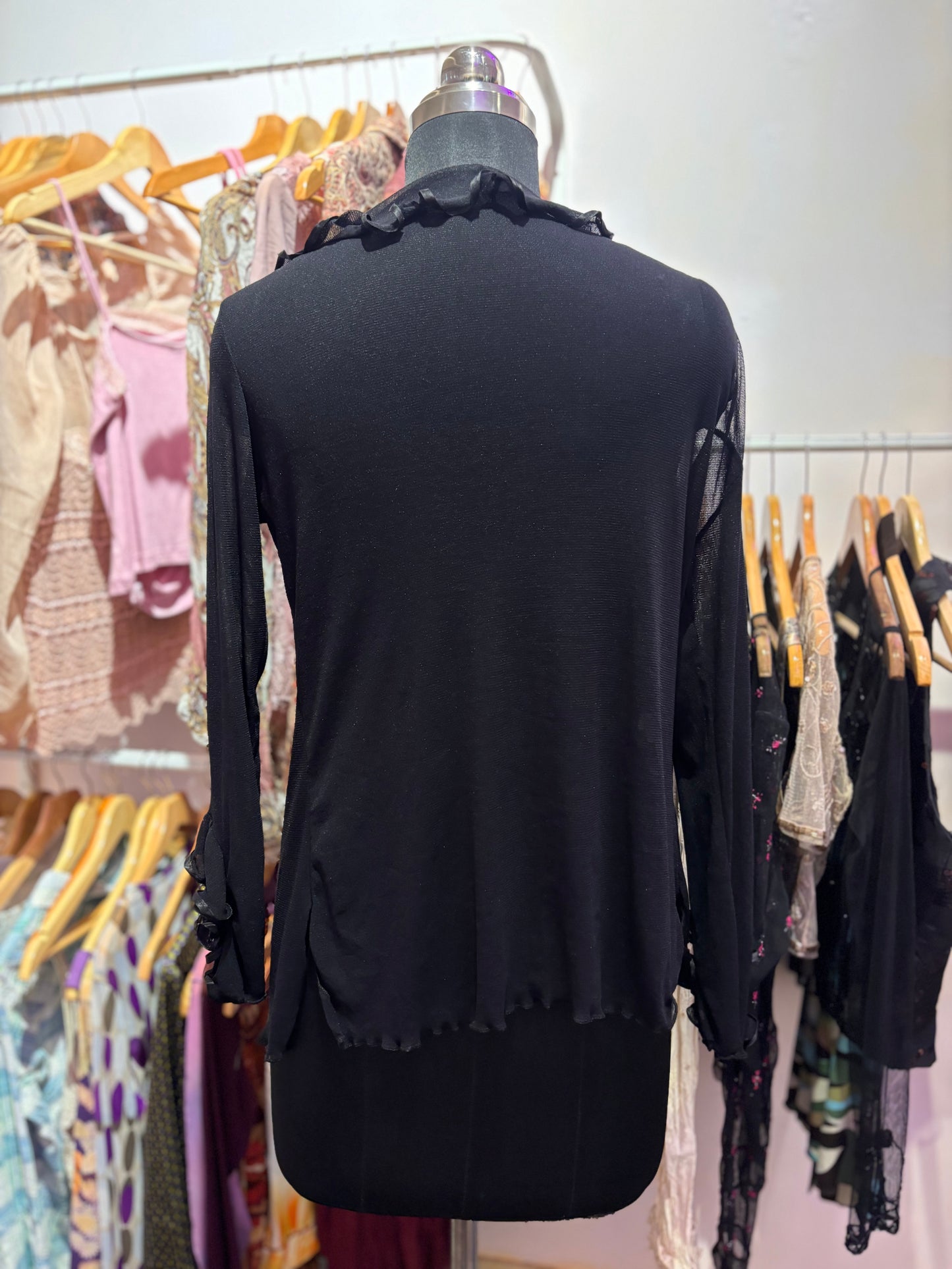 Black ruffle vintage top