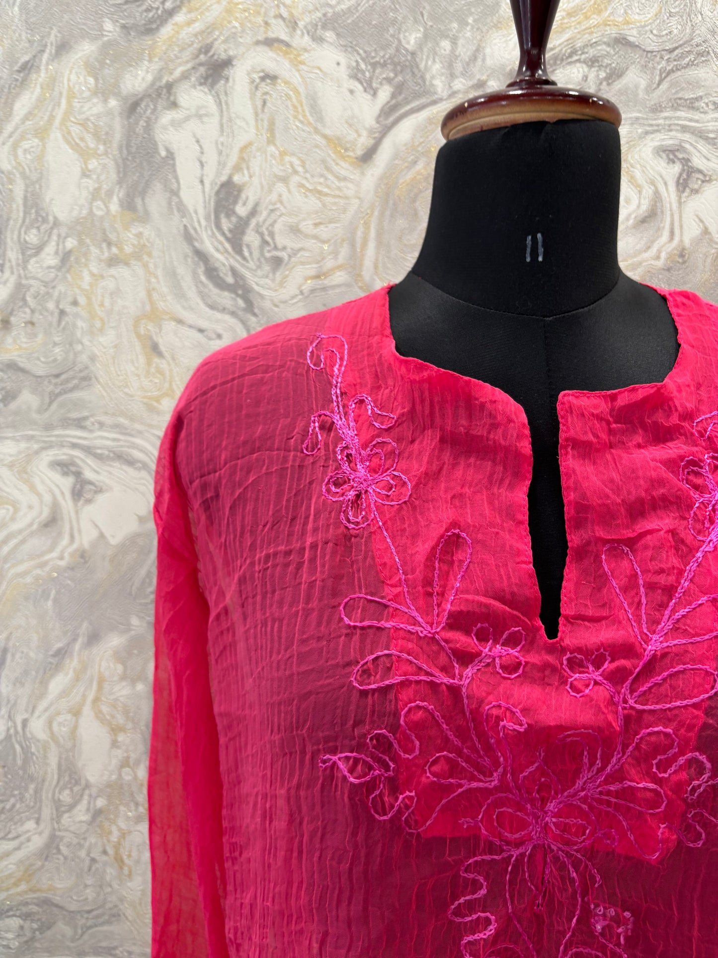 Pink embroidered kurti