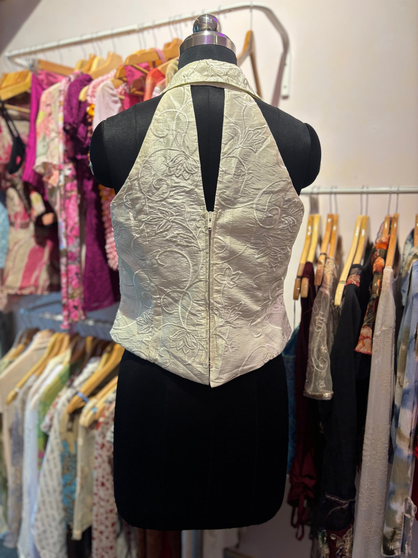 Off white textured corset