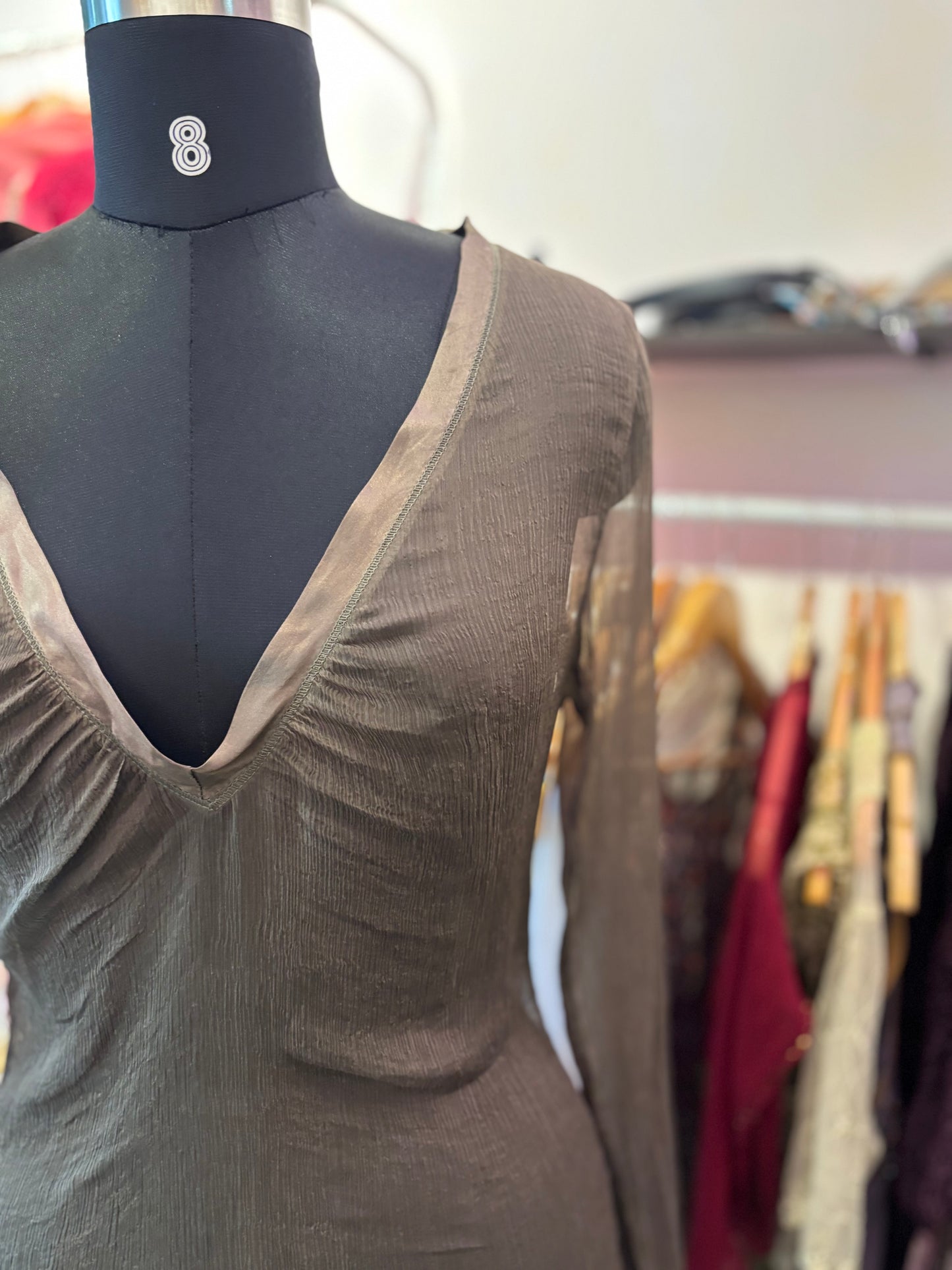 Olive 100 percent silk top