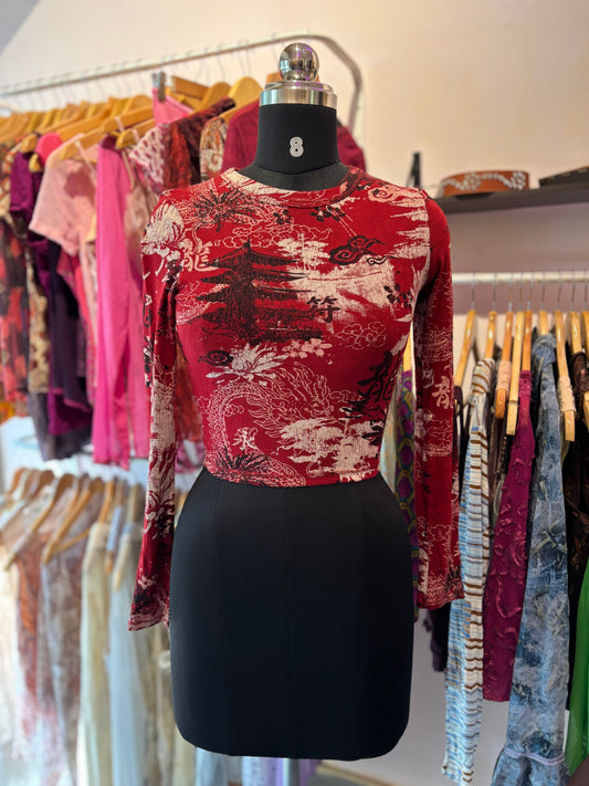 Asian print top