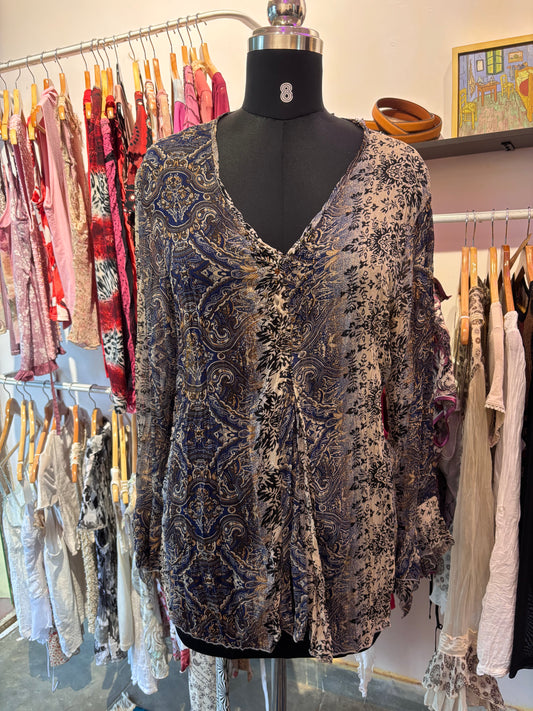 Vintage Paisley & Floral V-Neck Tunic