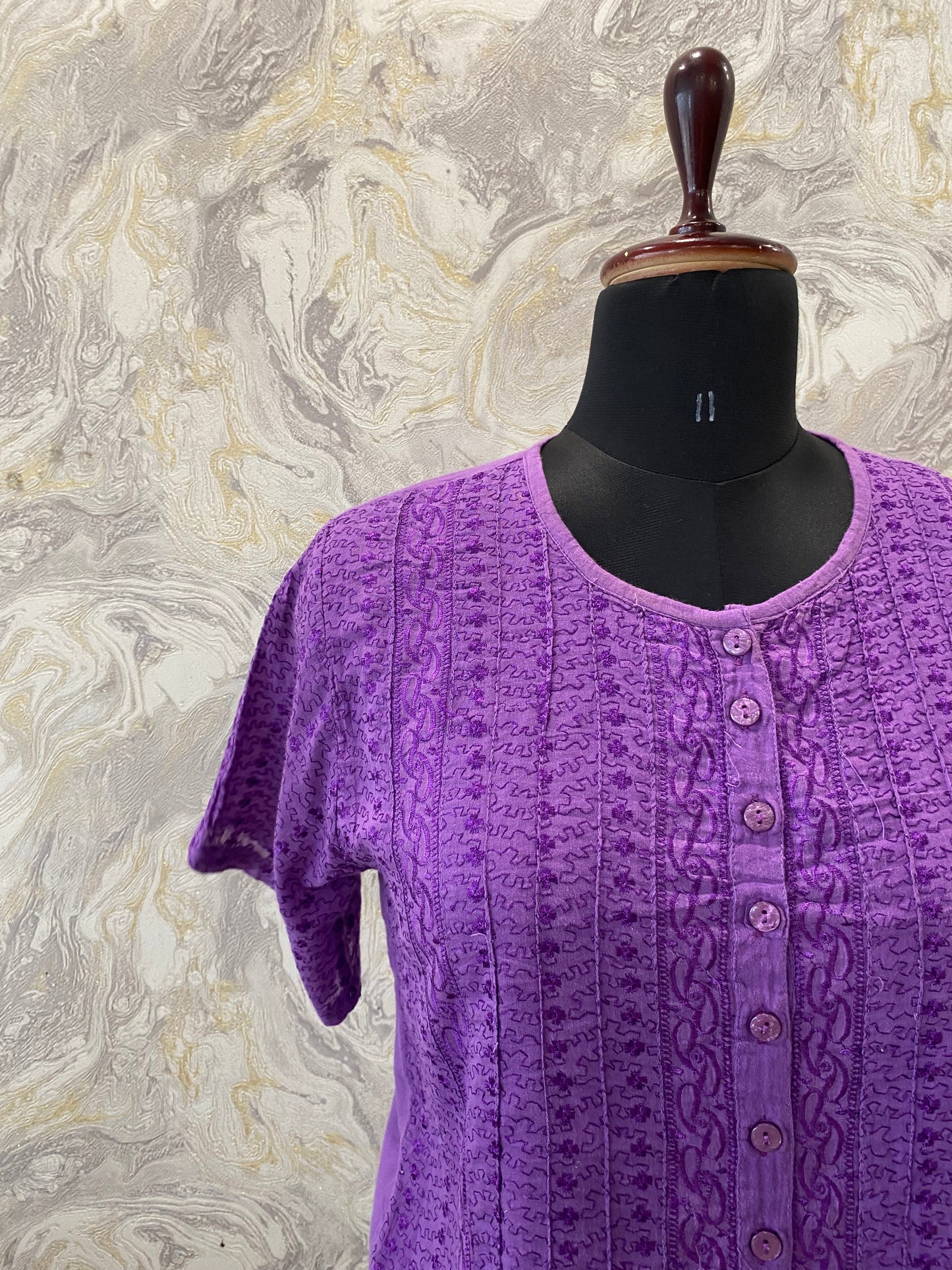 Purple chikankari top