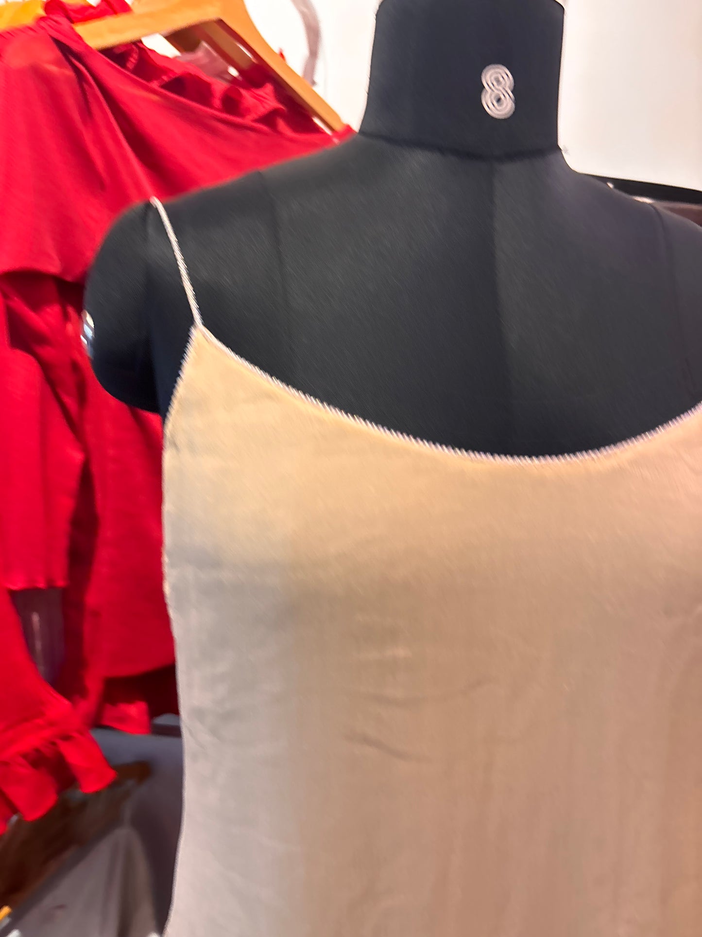 Beige beaded silk top