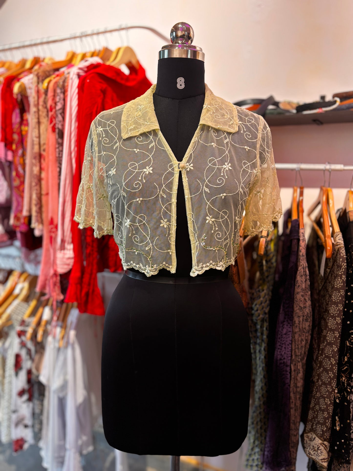 Butter yellow embroidered overwear