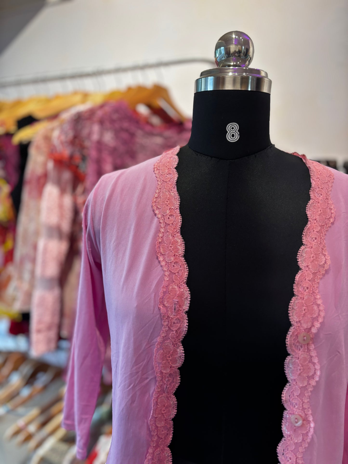 Pink lace shrug