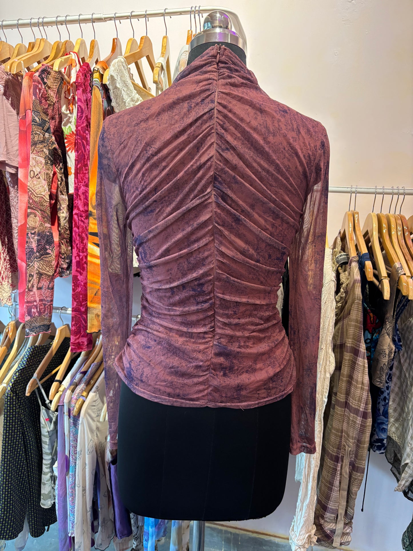 Raspberry high neck top