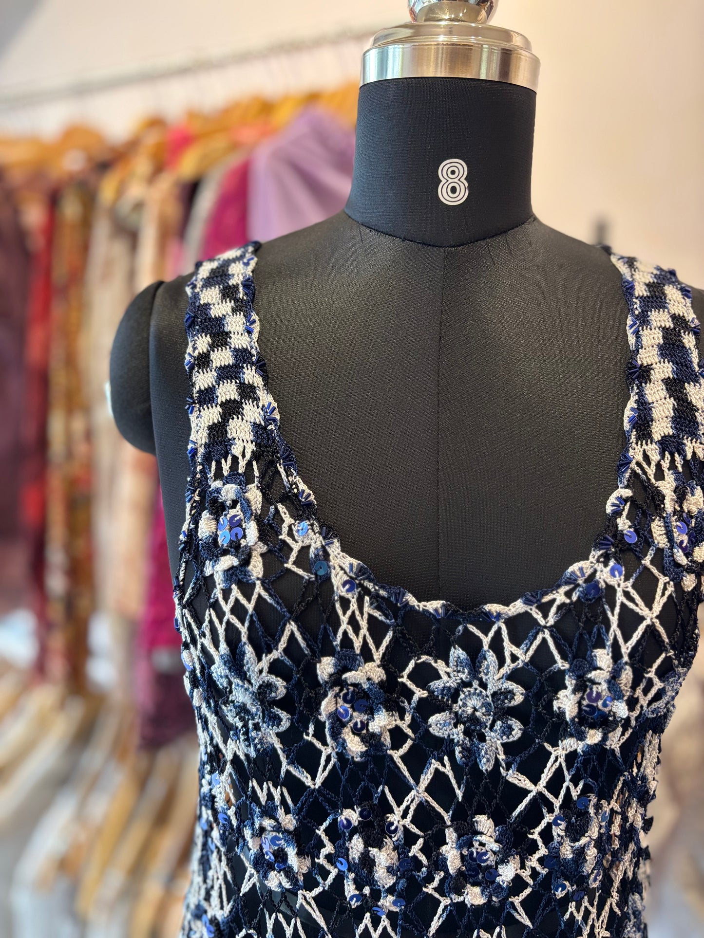 Crochet sequins beaded dress