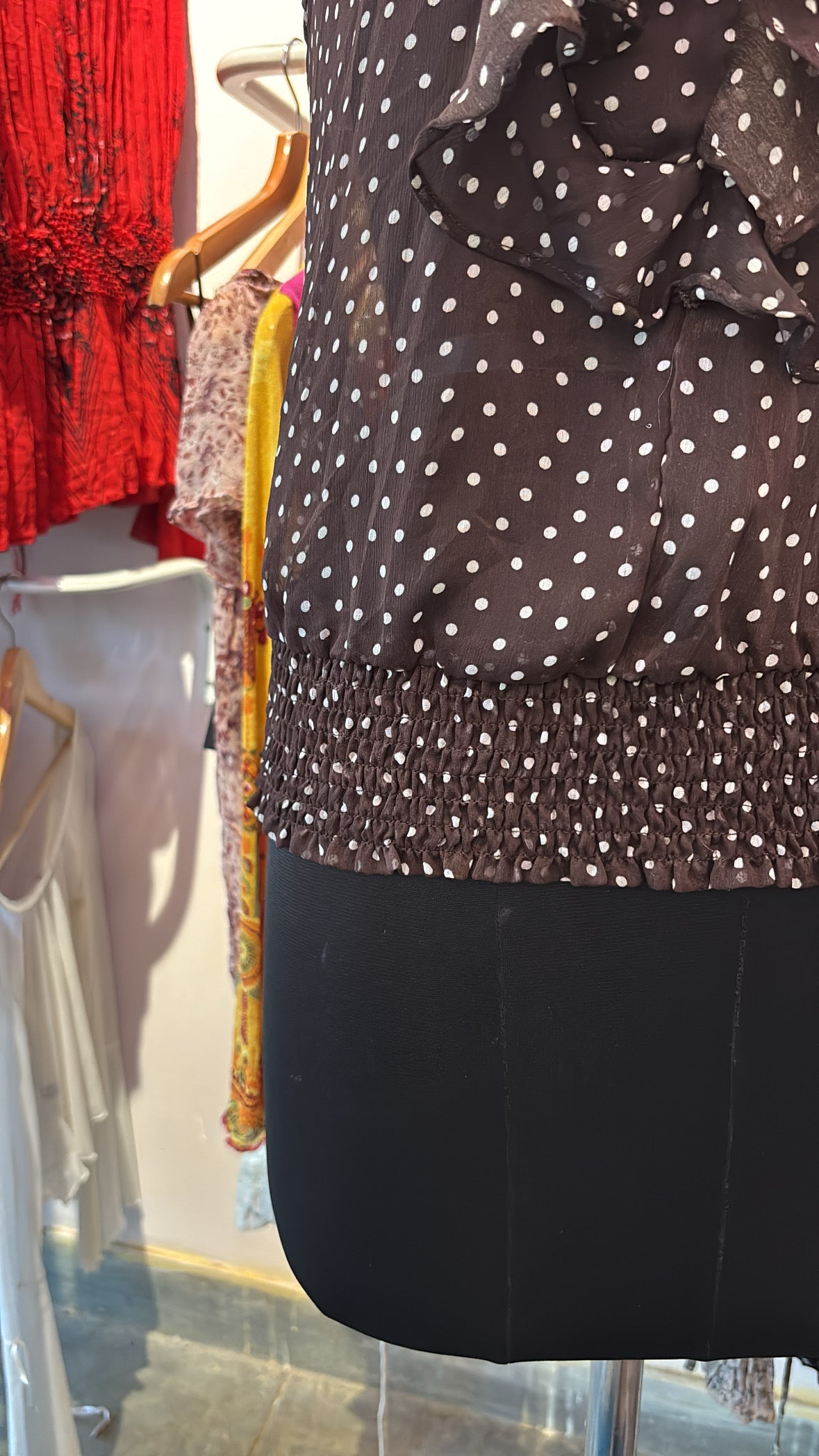 Polka dot ruffle top