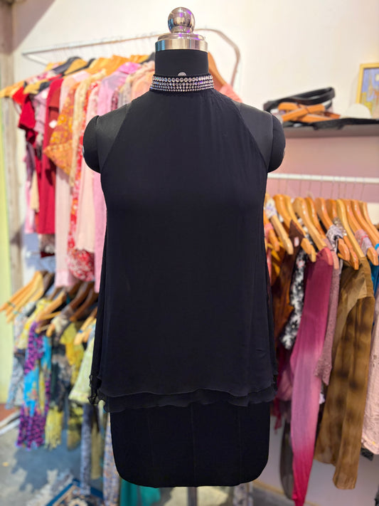 100 percent silk high collar halter top