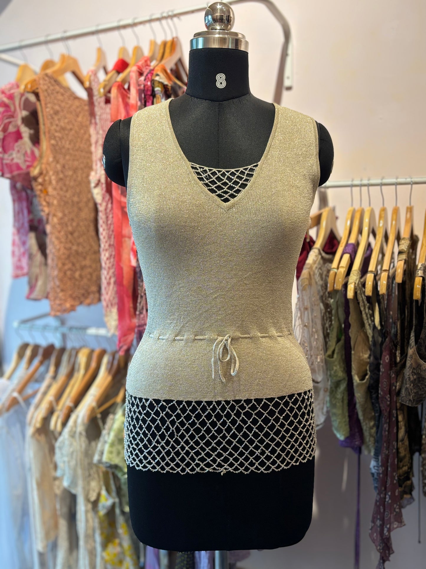 Shimmer beaded ends top