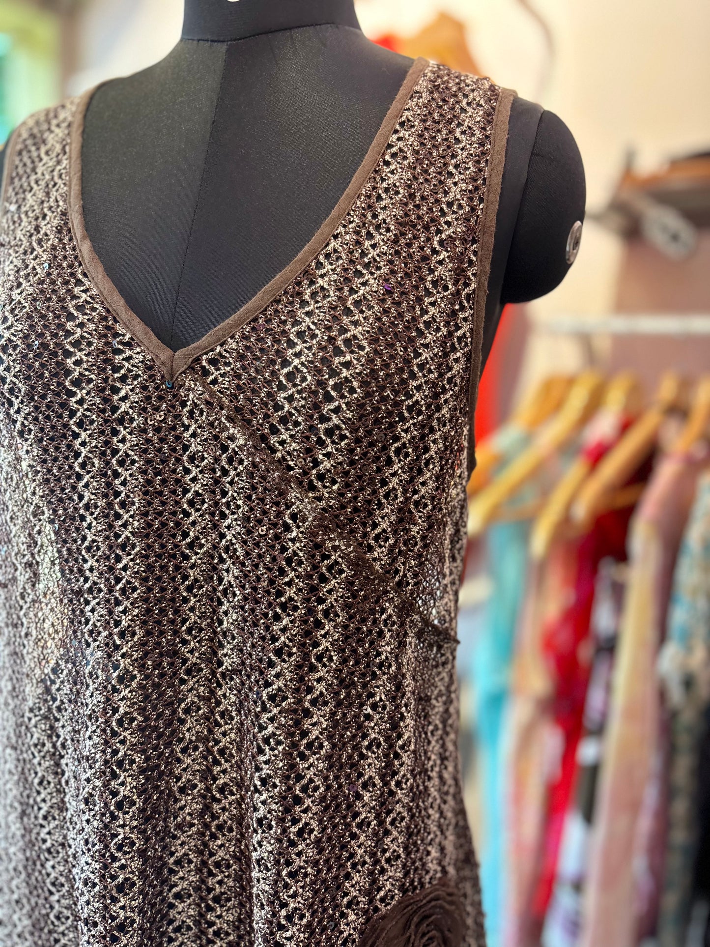 Vintage coffee knitted dress