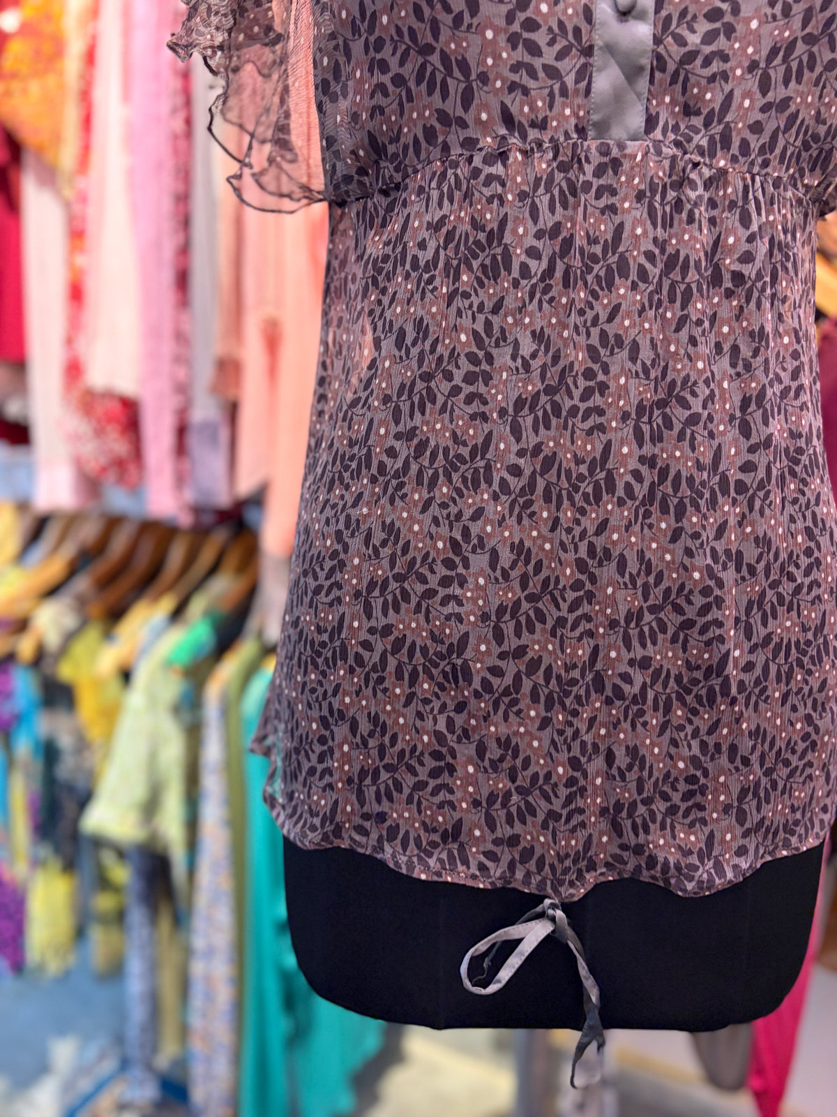 Vintage high collar silk top