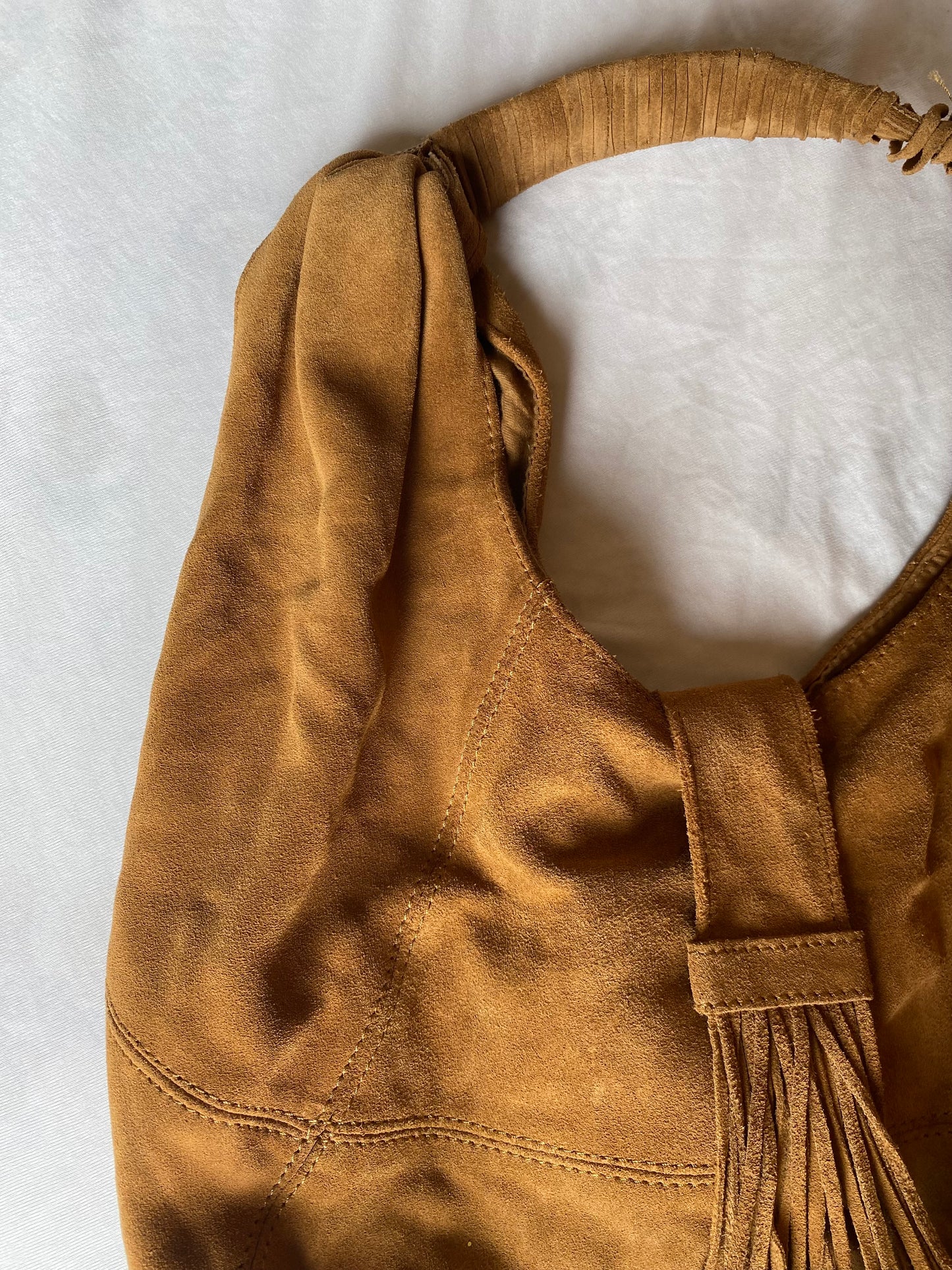 Brown suede bag by Mango