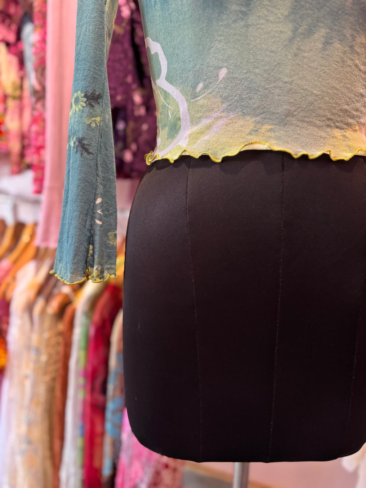 Green floral vintage top