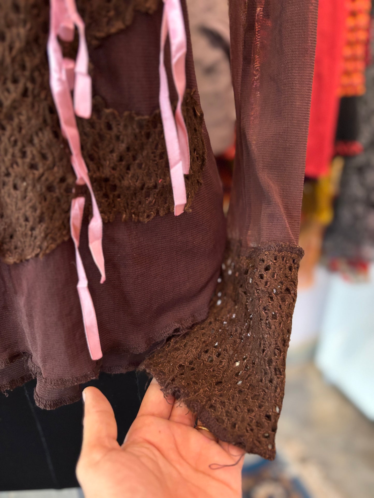 Brown ribbon top