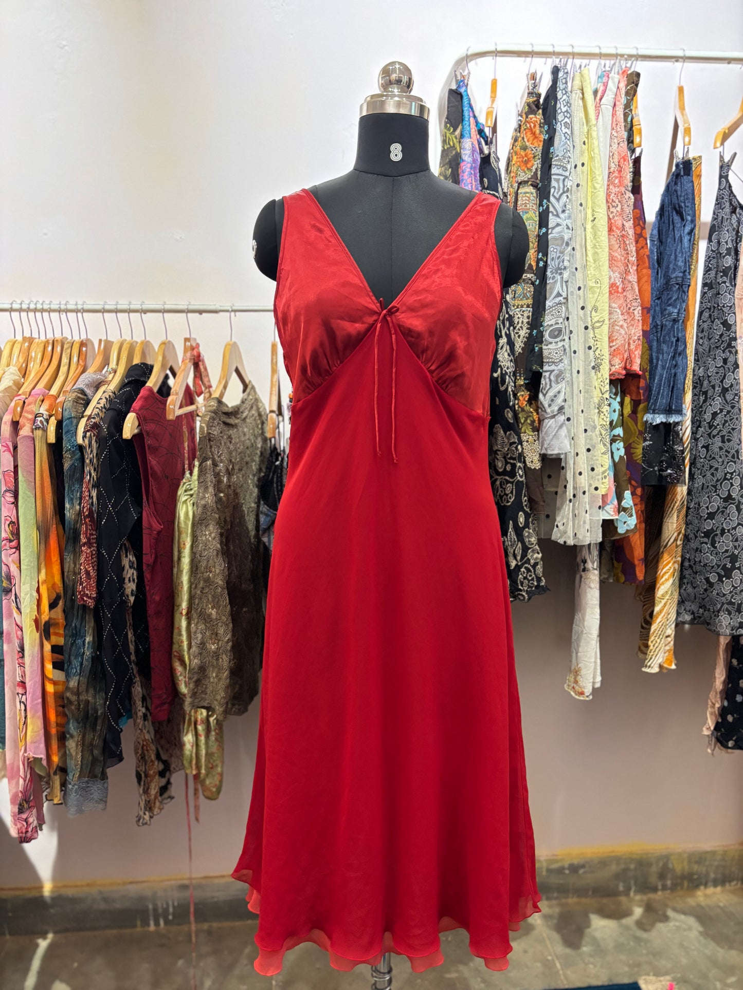 Timeless red silk dress
