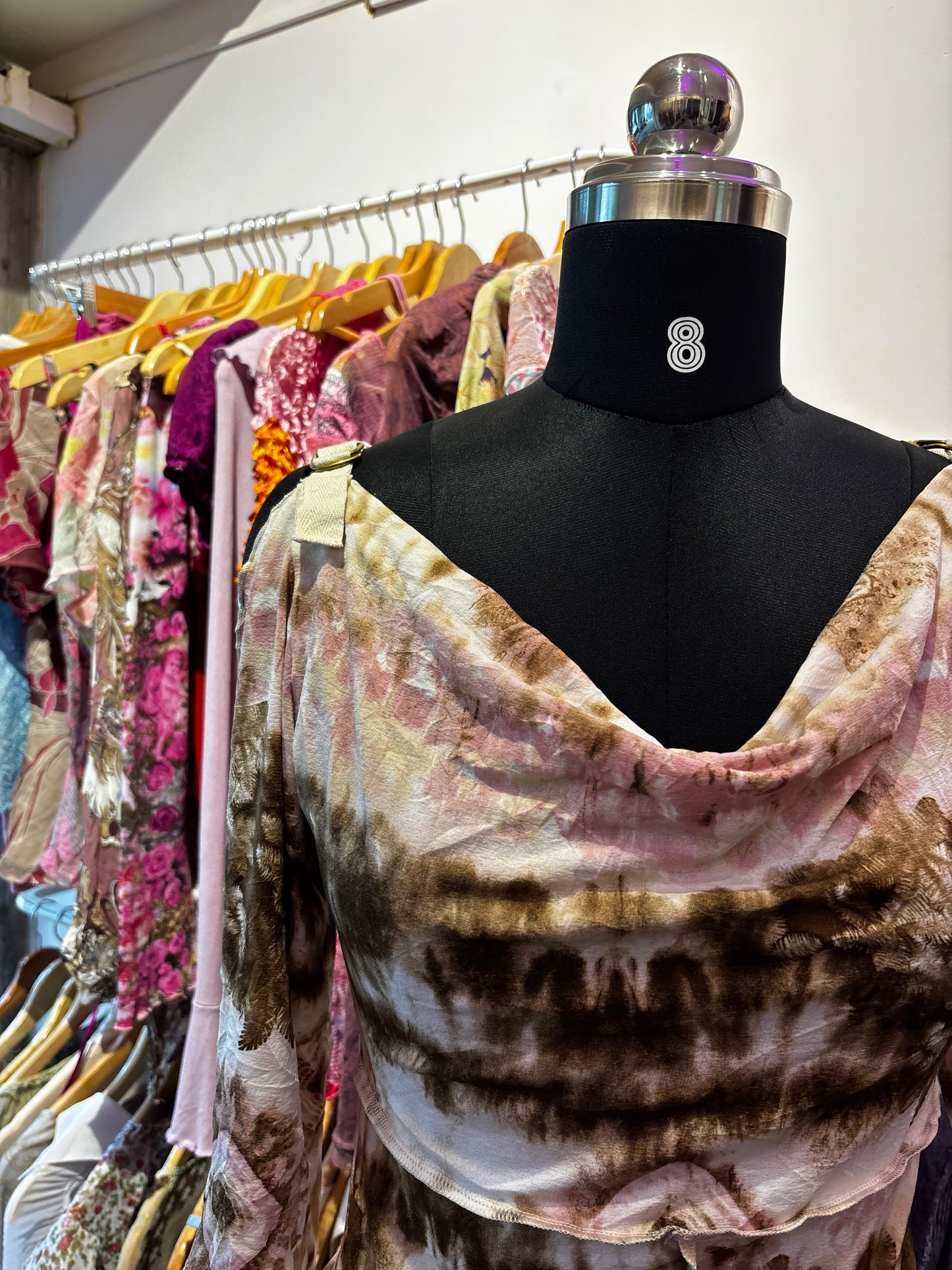 Earthy pink cold shoulder top