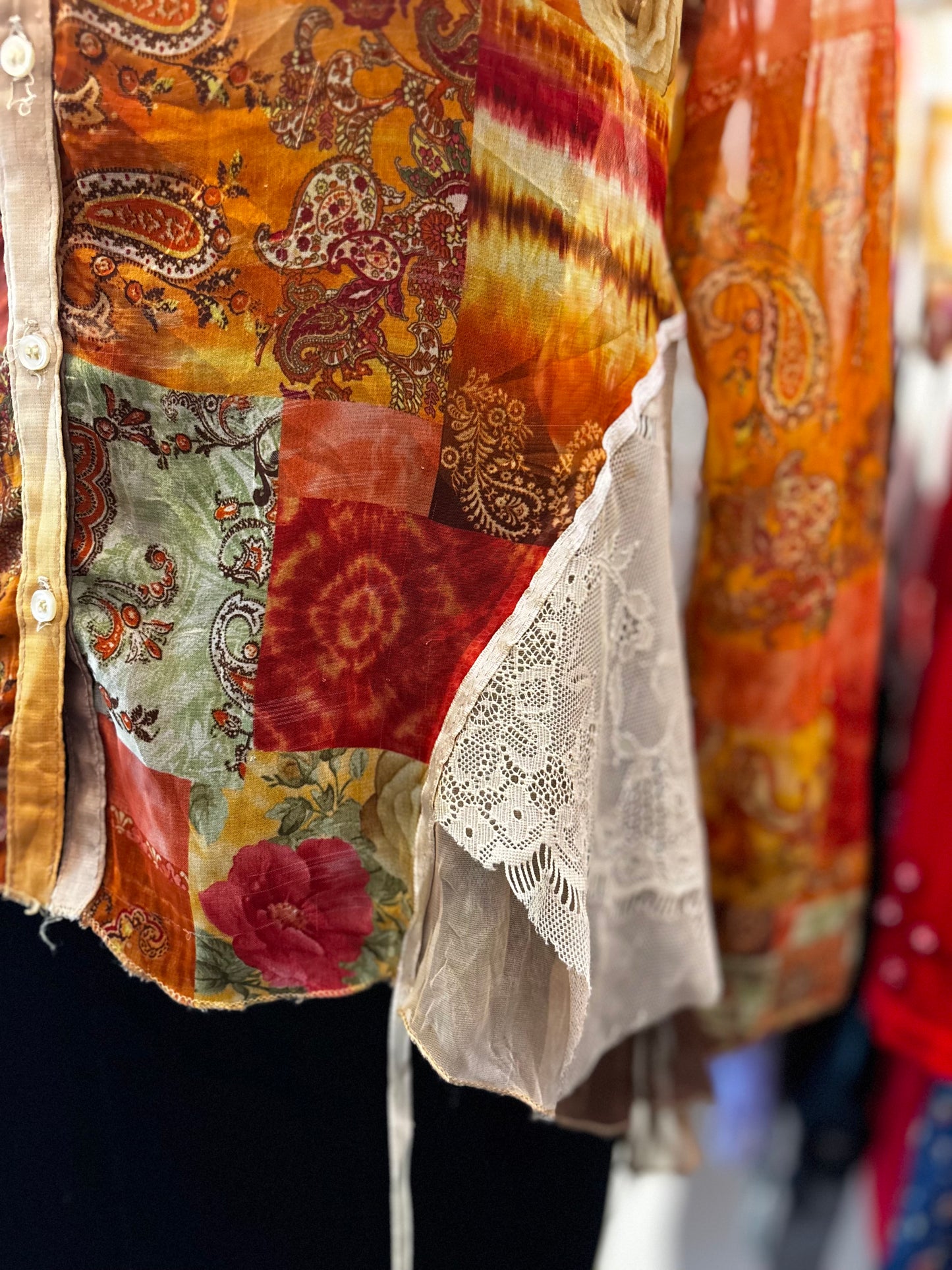 Vintage paisely shirt with side lace